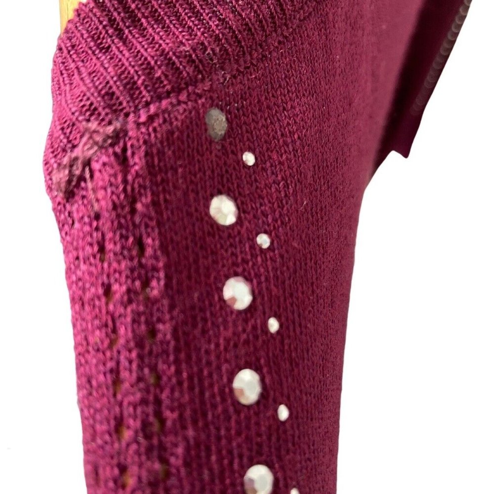 Ladies Women Knitted Long Sleeve Crew Neck Jumper Sweater Rhinestone Pullover - Picture 6 of 13